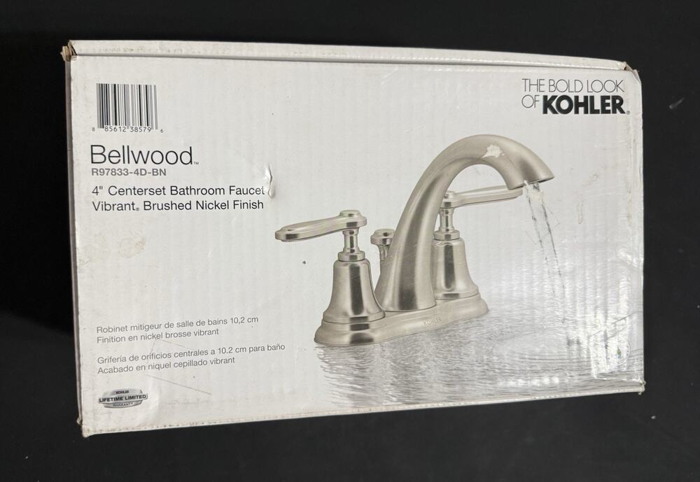 Kohler Bellwood R97833-4D-BN 4" Centerset Faucet Brushed Nickel Open Box
